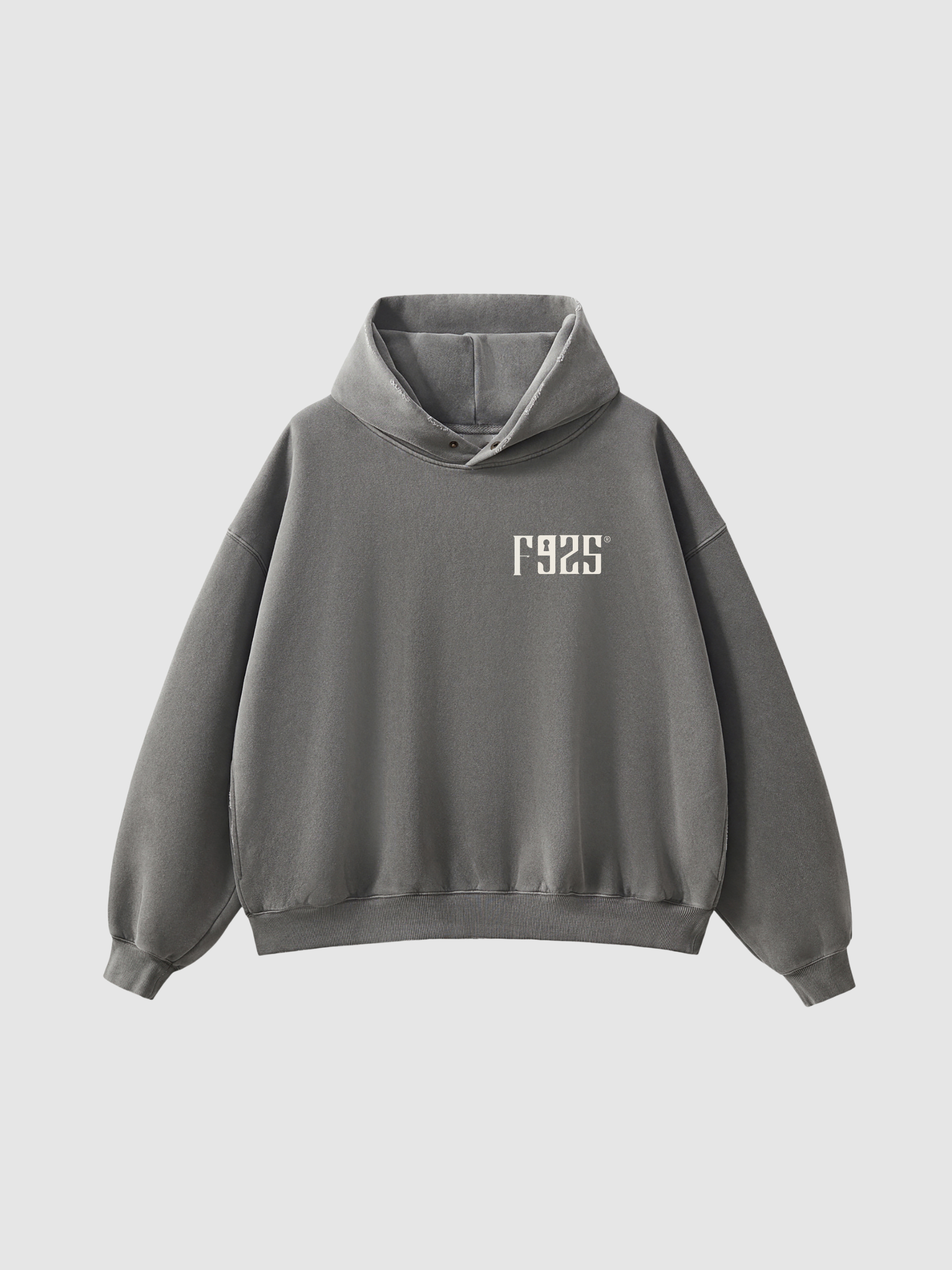 “All or nothing” Frayed Enzyme Washed Fleece Hoodie