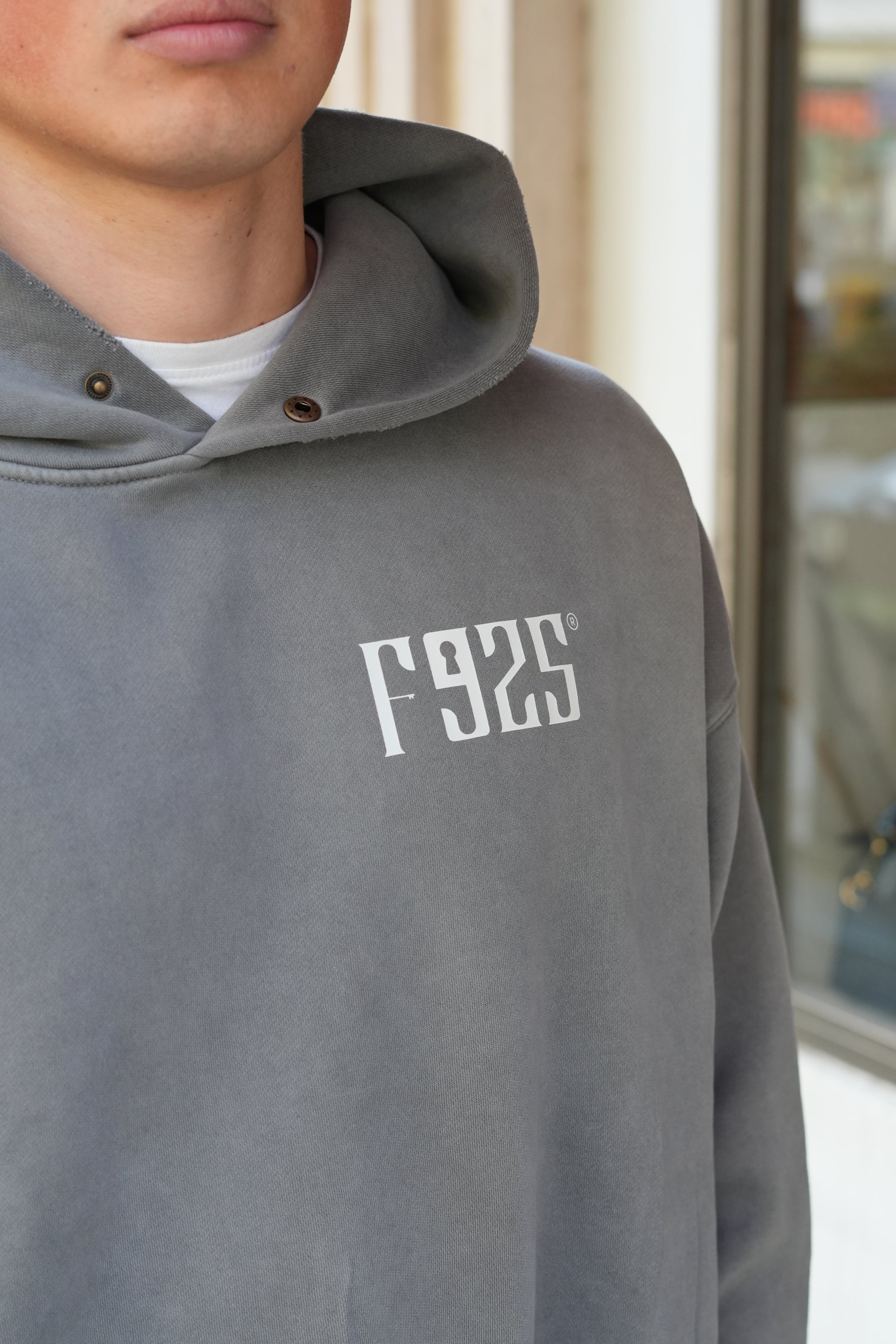 “All or nothing” Frayed Enzyme Washed Fleece Hoodie