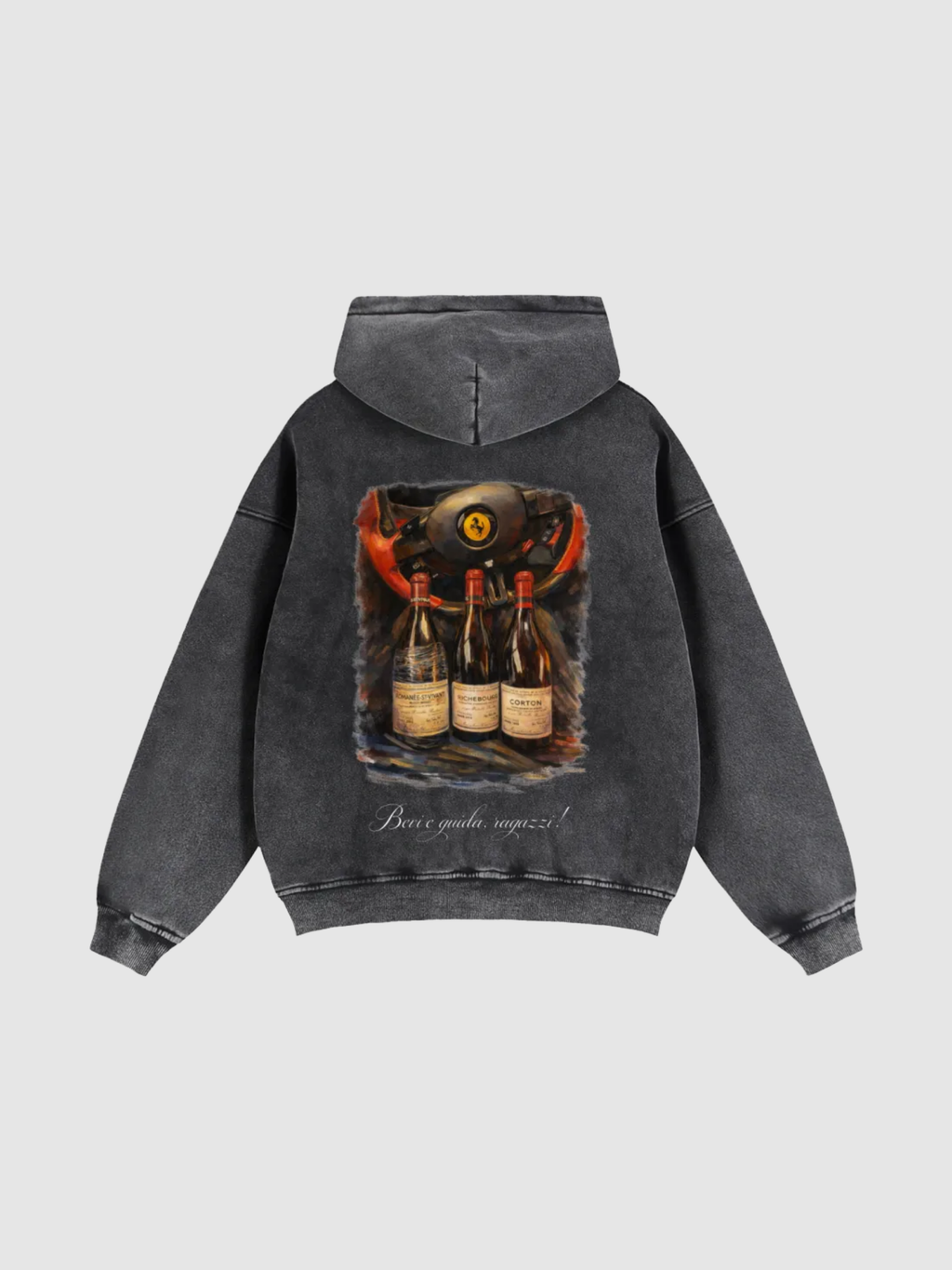 "Bevi e guida" Heavyweight Washed Zip Up Hoodie