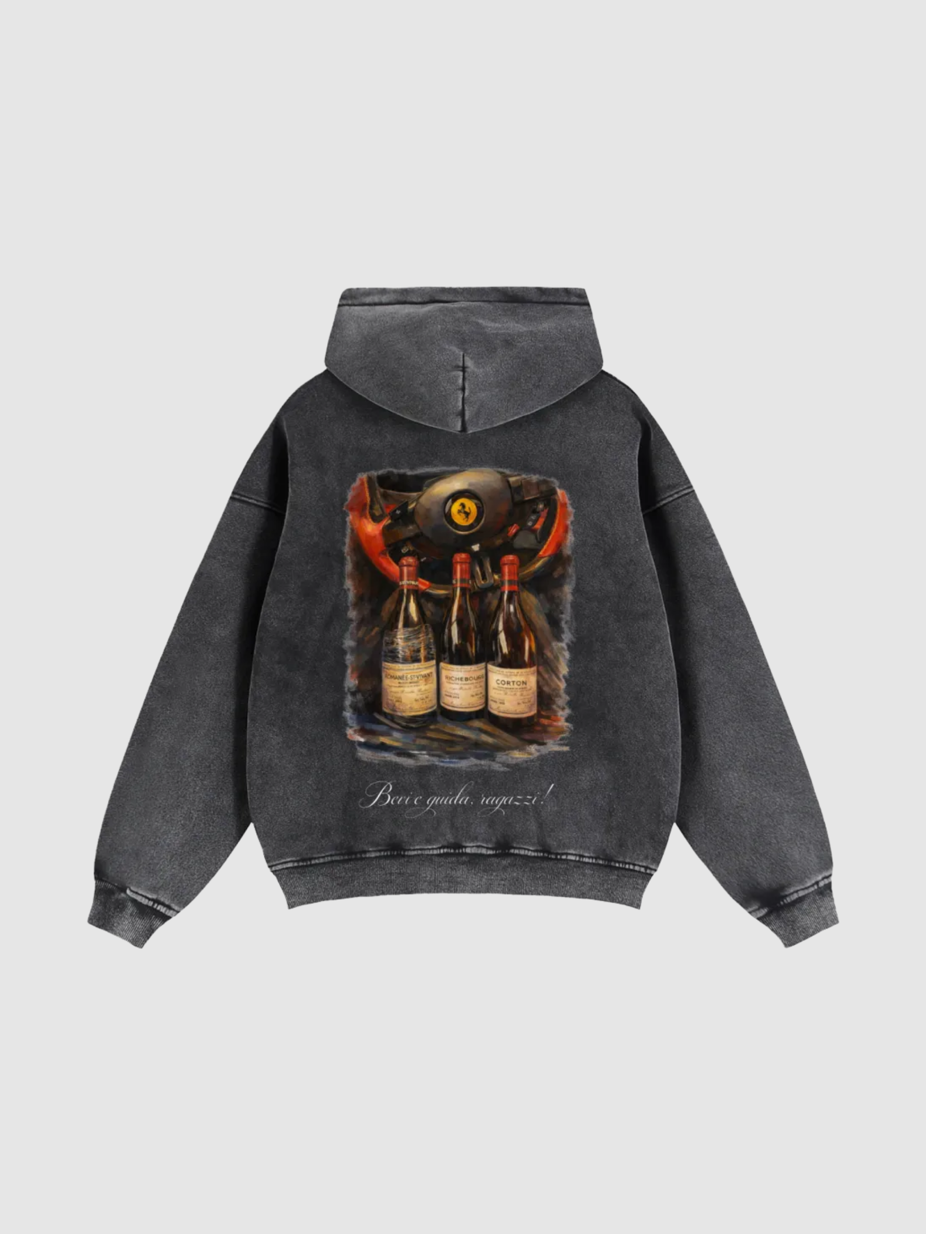 "Bevi e guida" Heavyweight Washed Zip Up Hoodie